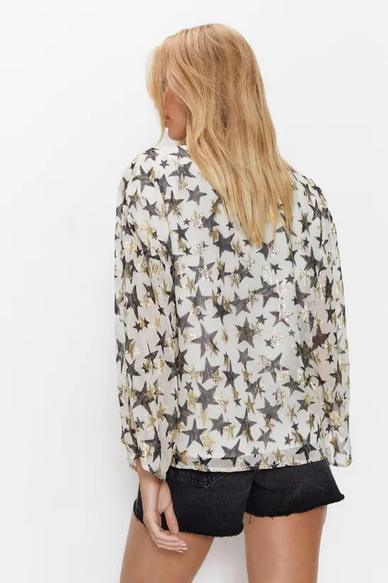 Metallic Georgette Star Wrap Top