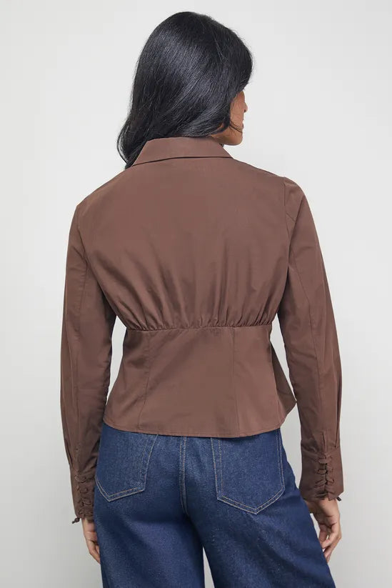 Cotton Lattice Front Fitted Waist Shirt